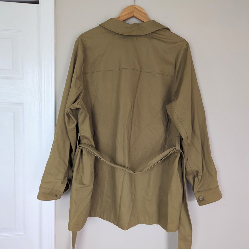 Lane Bryant Khaki Canvas Belted Tie Front Utility Jacket Size 16 Neutral - Picture 2 of 8